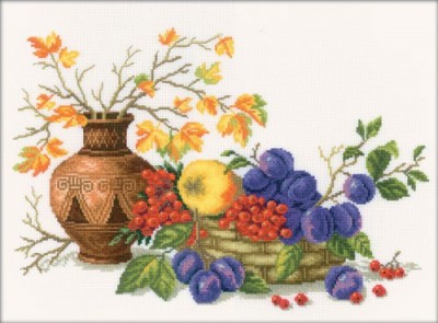 Набор для вышивания крестом Чаша со сливой (Basket with Plum)