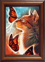 Набор для создания картины с алмазными стразами Кошка с бабочками
