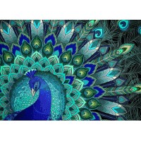 Набор для изготовления картины стразами (алмазная мозаика-вышивка) Узоры павлина /АЖ-1396