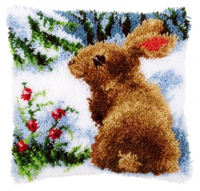 Набор для вышивания Подушка Кролик на снегу