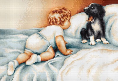Набор для вышивания гобелена Мальчик с собакой