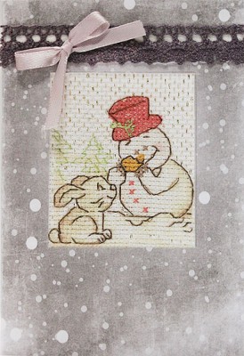 Набор для изготовления открытки Снеговик и заяц