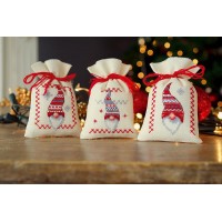 Набор для вышивания трех мешочков-саше Рождественские гномы /PN-0155951