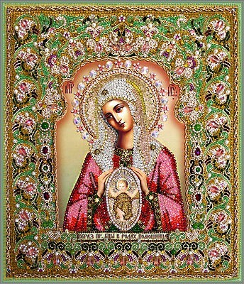 Набор для вышивания хрустальными бусинами и натуральными камнями Икона Богородица Помощница в родах (храмовая икона)