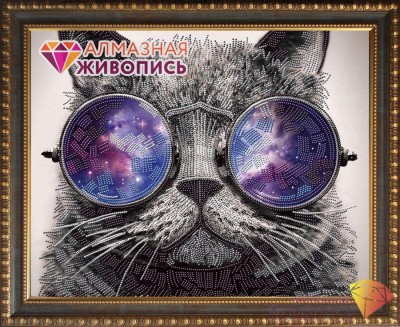 Набор для изготовления картины стразами (алмазная мозаика-вышивка) Кот в очках