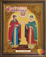 Набор для изготовления картины стразами (алмазная мозаика-вышивка) Икона Петр и Феврония