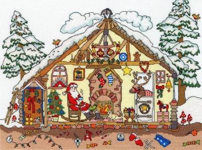 Набор для вышивания Рождественский домик Санты (Cut Thru Christmas Bothy)