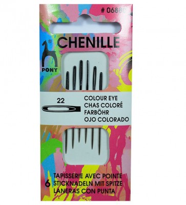 Иглы для синели, глади и штопки Chenille Coloured Eye №22, 6 шт.