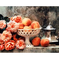 Набор для изготовления картины стразами (алмазная мозаика-вышивка) Розы и персики (полная/квадр.)
