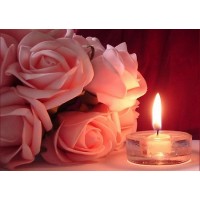 Набор для изготовления картины стразами (алмазная мозаика-вышивка) Розы и свечка (полная/квадр.)