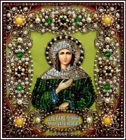 Набор для вышивания хрустальными бусинами и настоящими камнями икона Святая Ксения Петербургская