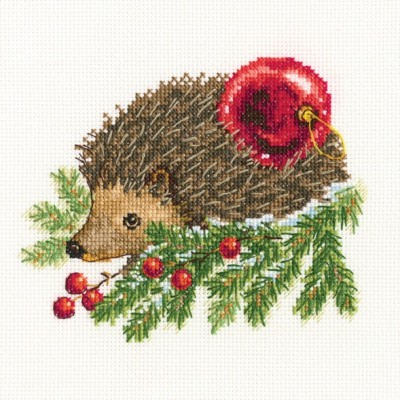 Набор для вышивания Ежик елку наряжал (Hedgehog decorating christmas tree)