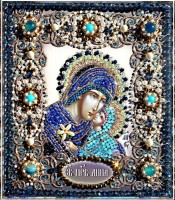 Набор для вышивания хрустальными бусинами и настоящими камнями икона Святая Анна /77-и-26