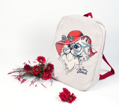 Текстильная сумка Леди в красном (основа для вышивания)