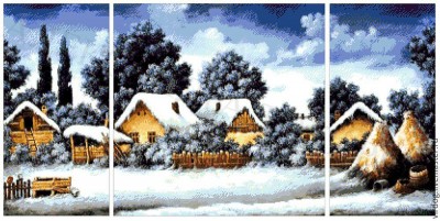 Зимушка в деревне триптих