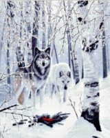 Набор для вышивания крестом Волки в зимнем лесу (Winter Wolves)