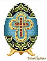 Яйцо Фаберже Рубиновый крест на голубом