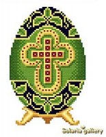 Яйцо Фаберже Рубиновый крест на зеленом /6116-07