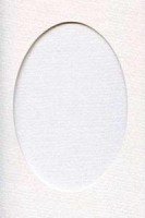 Открытка-паспарту с окошком - овал белый, рогожка (10x15 см)
