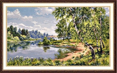 Березы у реки. По мотивам картины И. Прищепы