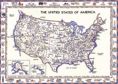 Набор для вышивания Карта Соединенные Штаты Америки (United States of America)