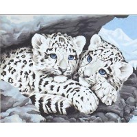 Раскраска, рисование  по номерам Детеныши снежного леопарда