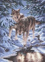 Раскраска, рисование  по номерам Зимние волки