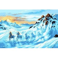 Набор для вышивания Лошади на снегу (Horse avalanchet) гобелен /G564