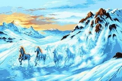 Набор для вышивания Лошади на снегу (Horse avalanchet) гобелен