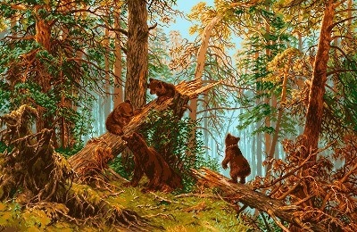 Набор для вышивания Утро в сосновом бору (The little bears in the pine forest) гобелен