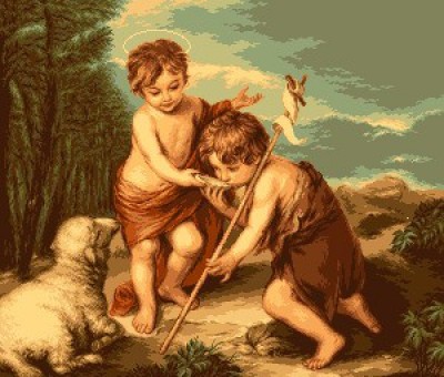 Набор для вышивания Младенец Христос и маленький Иоан Креститель (Jesus and John the Baptiser as Children) гобелен