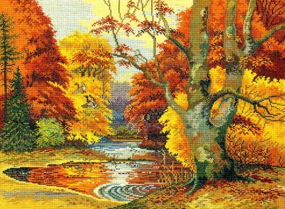Набор для вышивания Золотая осень (Forest lake)
