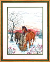 Набор для вышивания Лошадки зимой (Horses in snow) /12-768
