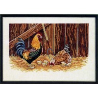 Набор для вышивания Петух,курица и цыплята