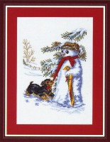 Набор для вышивания Снеговик и щенок (Snowman) /12-997