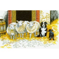 Набор для вышивания Овцы и собака (Sheep and dog), лен /14-107