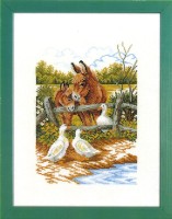 Набор для вышивания Ослики и гуси (Donkey), лен /14-170
