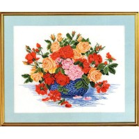 Набор для вышивания Букет роз в синей вазе (Roses in blue bowl)