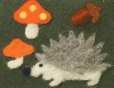 Ёжик и грибы, форма для валяния из шерсти