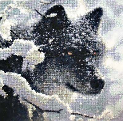 Набор для вышивания крестом Черный на белом снегу (Black in White Wolf)