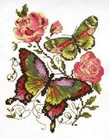 Набор для вышивания крестиком Бабочки и розы