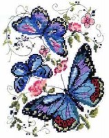 Набор для вышивания крестиком Синие бабочки /42-03