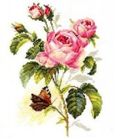 Набор для вышивания крестиком Роза и бабочка