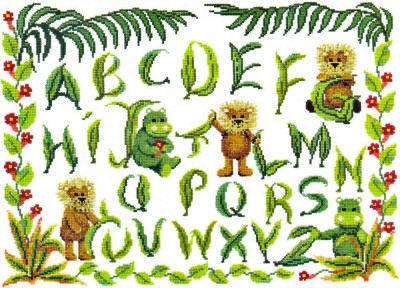 Набор для вышивания Растительный алфавит (Lion and hippopotamus Sampler)