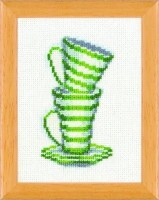 Набор для вышивания крестом Зеленые полосатые кружки
