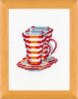 Набор для вышивания крестом Красные полосатые кружки /PN-0011629 (2002-42-649)