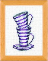 Набор для вышивания крестом Фиолетовые полосатые кружки