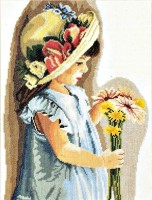 Набор для вышивания Девочка в цветочной шляпе (лен) /PN-0008175 (35122)