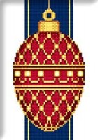 Красное Новогоднее яйцо Фаберже с перламутром /C118-01KV