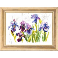Набор для вышивания крестом Ирисы (Tripych Blue Flowers — Irisses) лен